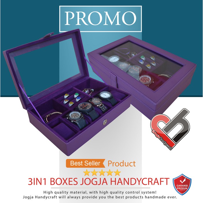 (PROMO) Box Kotak Jam Tangan isi 6 + Tempat Perhiasan &amp; Aksesoris