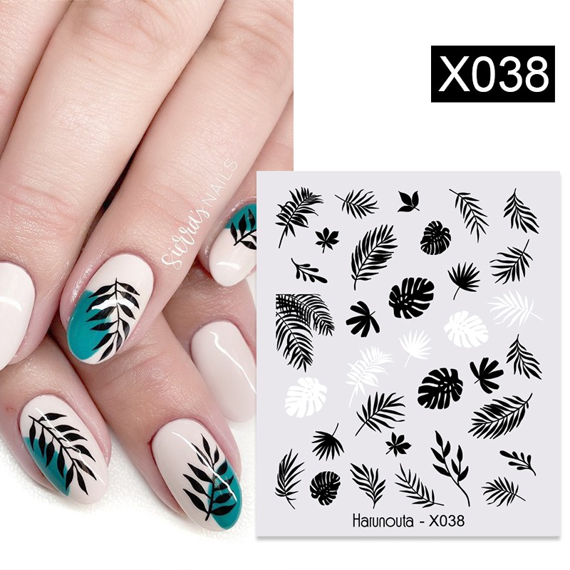 Harunouta Stiker Decal Transfer Air Motif Buah / Bunga / Daun Untuk Dekorasi Nail Art / Kutek Gel UV