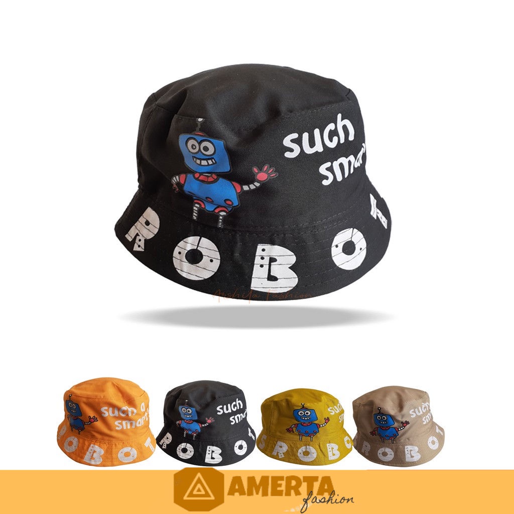 TOPI ANAK PEREMPUAN LAKI LAKI BASEBALL BUCKET HAT ANAK COWOK CEWEK KOREA LUCU 2 3 4 5 6 7 8 9 10 TAHUN FASHION 1 OOTD BUKET ANAK KECIL USIA BALITA AKSESORIS HARIAN SANTAI KADO ANAK COWO CEWE MURAH-Robot Hitam