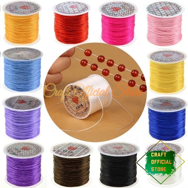 1 Roll Tali Benang Karet Elastis 60 Meter Super Kuat Bahan Craft Gelang Kalung Manik Manik DIY