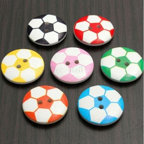 Kancing Kayu Dua Lubang - Football Style (10 pcs)