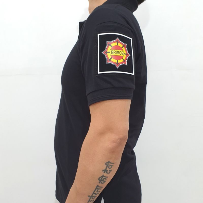 Kaos Logo Brimob Baju Model Tactical PDL S - 5XL Polo Lengan Pendek Free 3 Emblem Patch Velkro