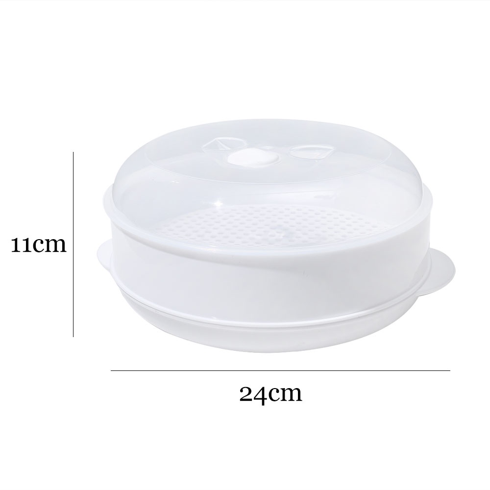 【COD Tangding】Single-Layer Microwave Oven Steamer Plastic Round Steamer Microwave Steamer With Lid Cooking Tool