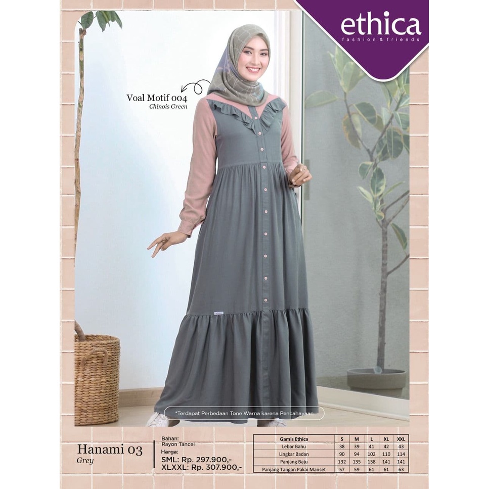 ETHICA ORIGINAL HANAMI 03 DUSTY UNGU HANAMI 03 GREY (DO) GAMIS DEWASA GAMIS TRENDY GAMIS FASHIONABLE