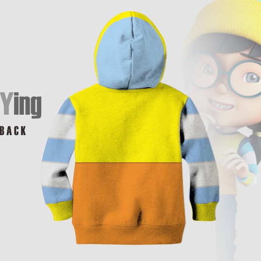Jaket Anak Boboiboy Cewek Bahan Halus Lembut Tebal Full Print Sublim Bukan Sablon Custom Nama-4