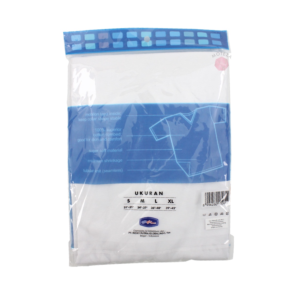 Kaos Dalam Oblong Singlet Pria V -Neck T-Shirt - GT Man TSGV - White ( Putih ) / Black ( Hitam )