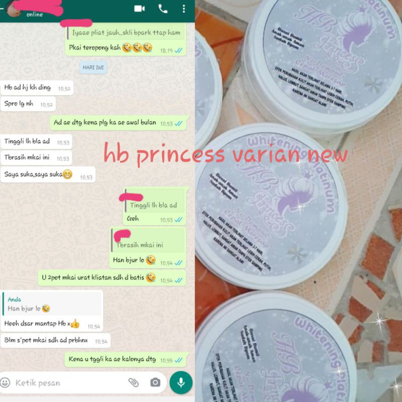 hb princess pemutih badan original hb platinum bpom