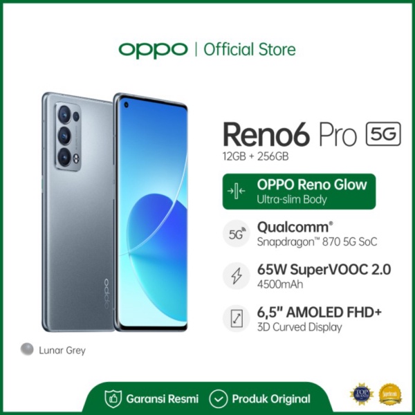 tektokanstore OPPO Reno6 Pro 5G Smartphone 12GB/256GB Garansi Resmi