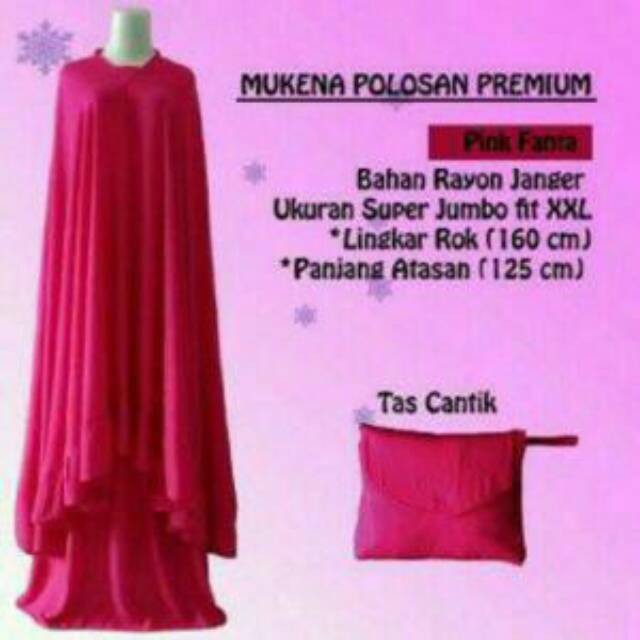 Mukena bali premium polos pink fanta rayon janger super jumbo