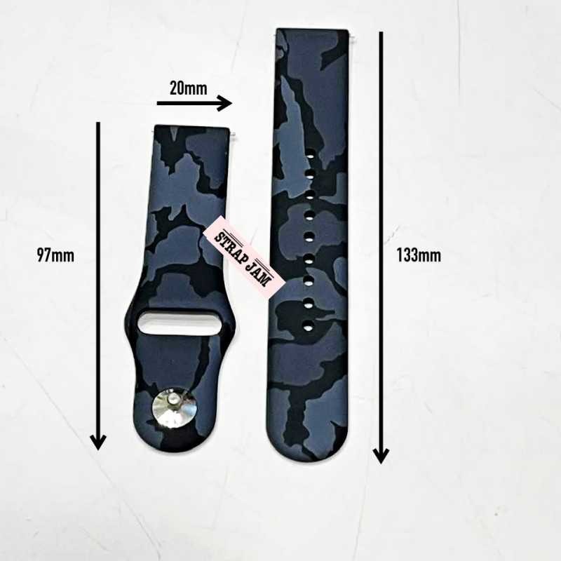 RMY Tali Jam Amazfit BIP 3 / Pro - Strap 20mm Silikon Rubber Camo Army Sporty