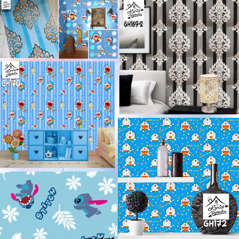 wallpaper murah Wallpaper Stiker wallpaper Dinding 3D  wallpaper motif karakter doraemon ukuran 45cm X 9meter