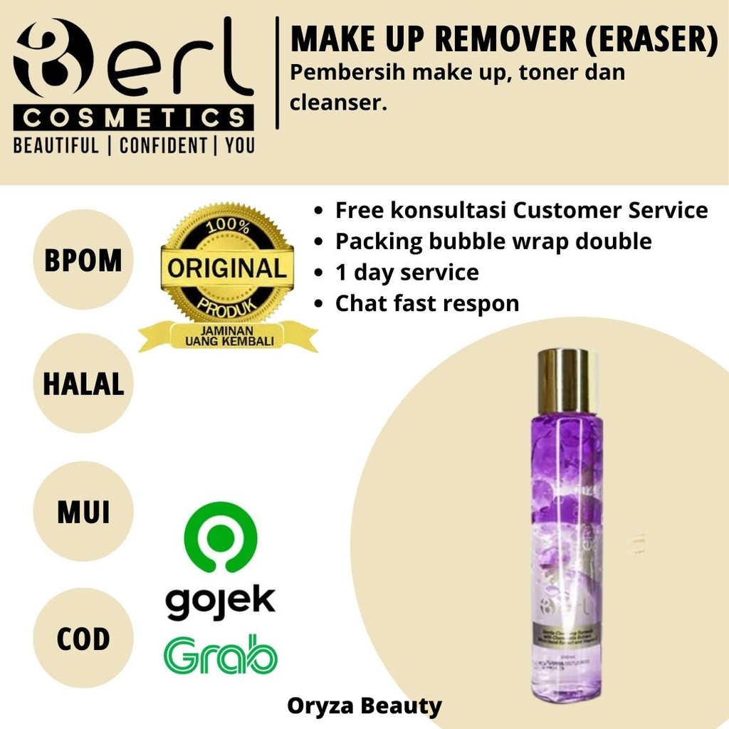 Makeup Remover B Erl Berl Berlcosmetics Cosmetic Toner Penghapus pembersih Makeup Eraser