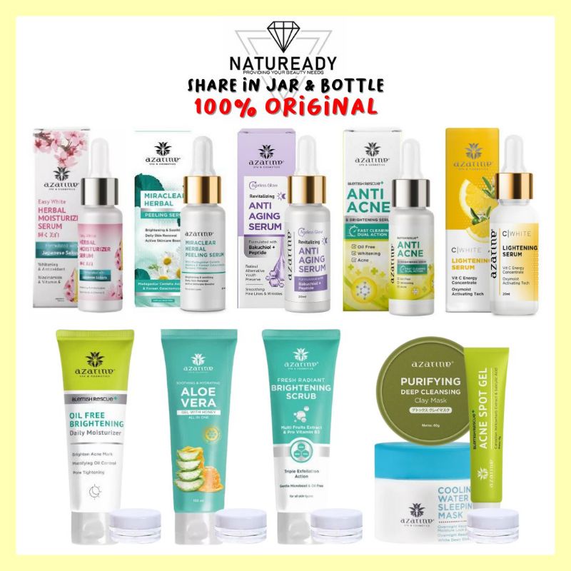 SHARE Azarine Miraclear Herbal Moisturizer Peeling Anti Aging Acne C White Lightening Serum Oil Free