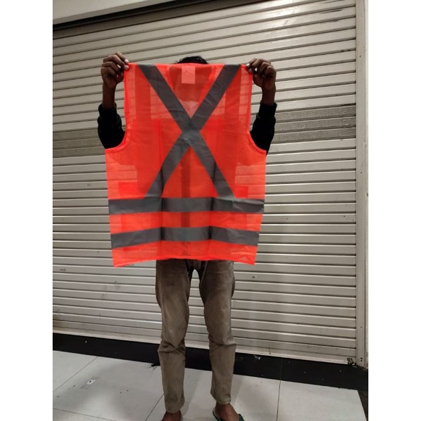 Rompi Polyester 4 kantong orange