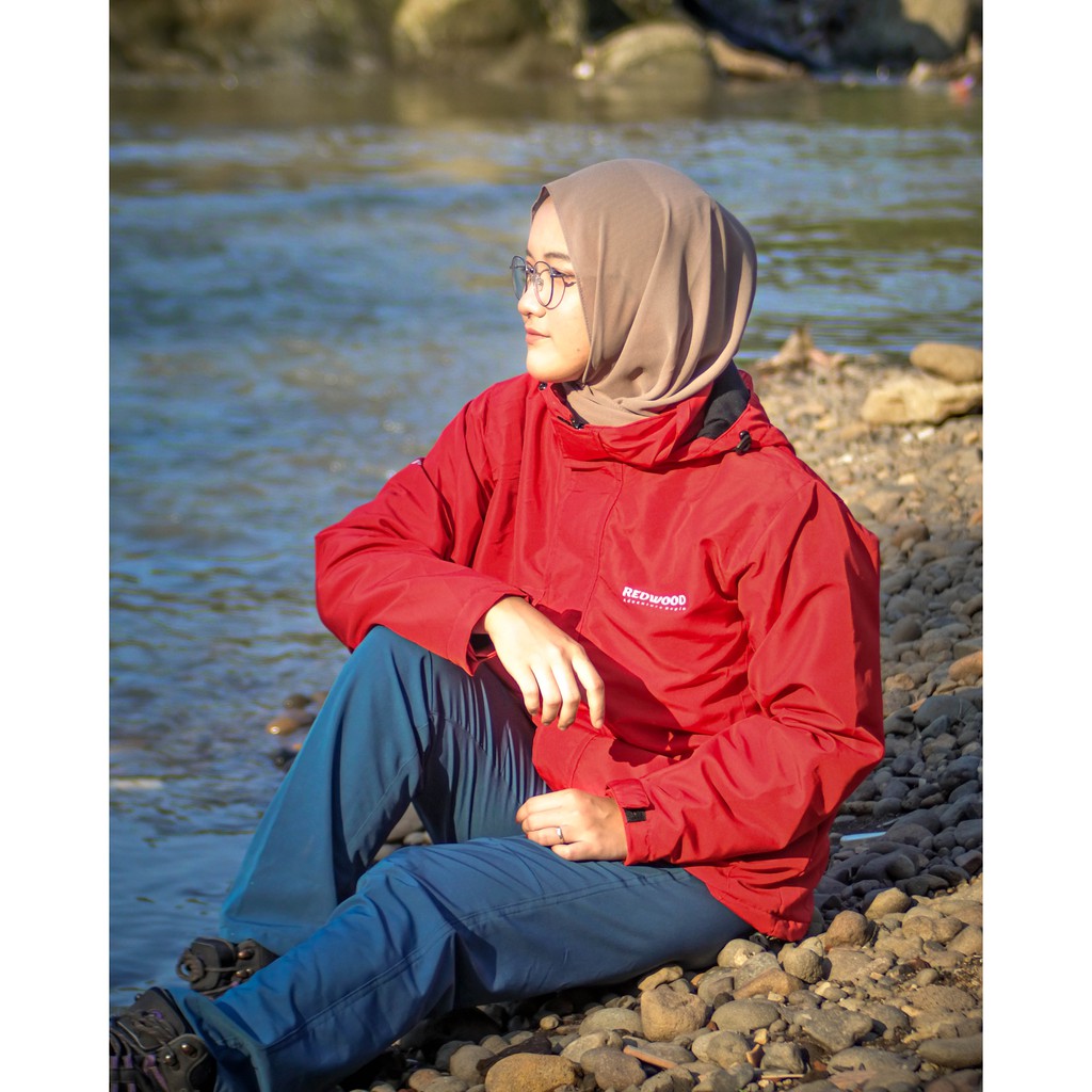 REDWOOD Jaket Gunung Anti Air - Jaket Outdoor Waterproof Pria dan Wanita Original-5