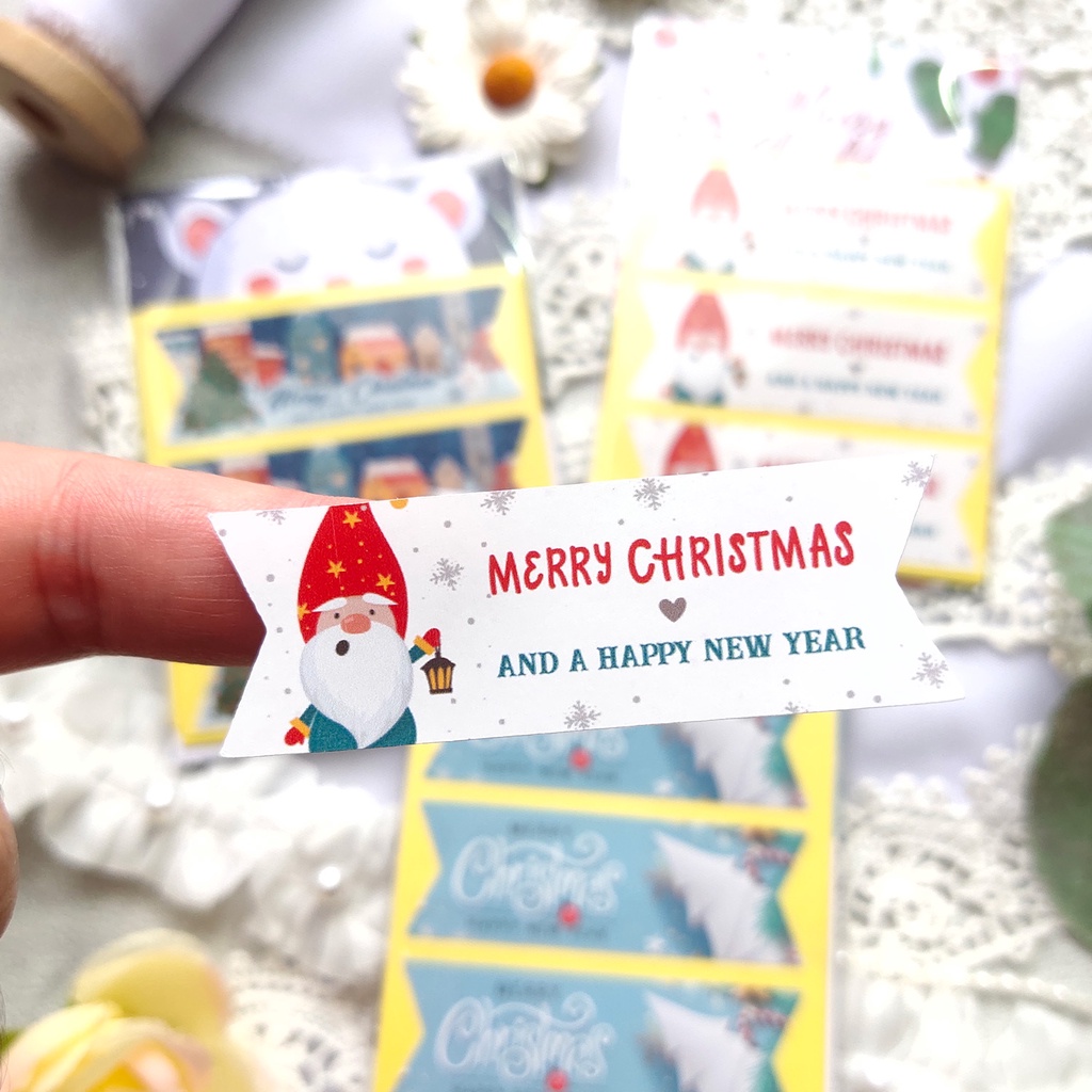 STICKER / STIKER RIBBON LUCU CUTE MEMPERCANTIK PAKET CHRISTMAS NATAL TAHUN BARU XMAS KRISTINI PACKAGING PACKING SEAL HAMPERS READY STOK