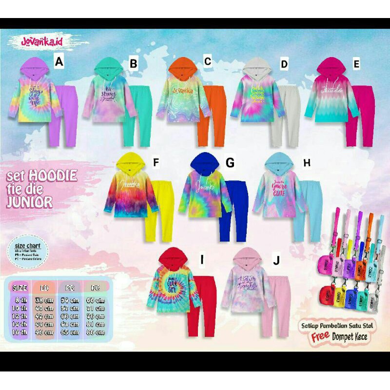 JOVANKA.ID | SETELAN BAJU HOODIE DAN CELANA TIE DIE FREE TAS