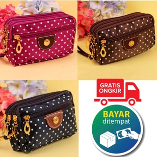 Image of Dompet Wanita Polkadot Eco Multifungsi Pouch 4 Ruang 17 x 10