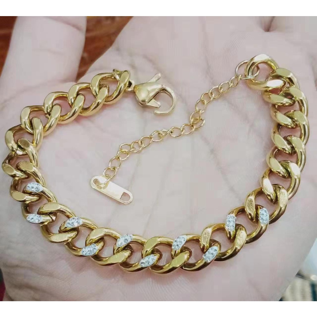 Gelang Titanium Rantai Mata Full Perhiasan Fashion L003