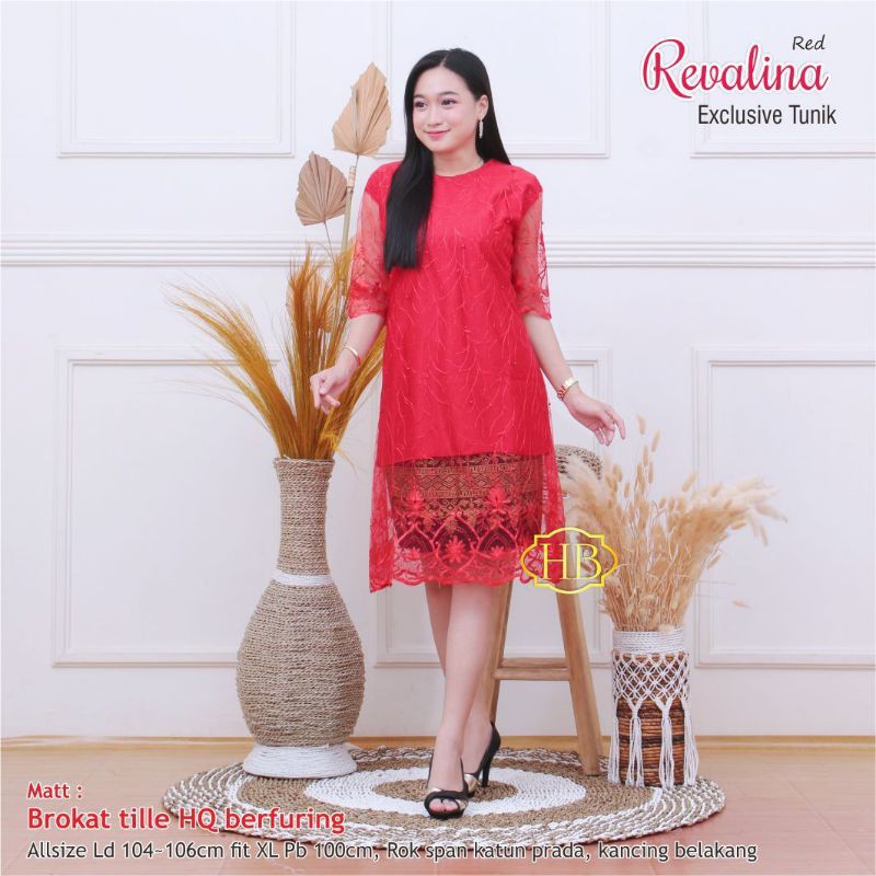 REVALINA DRESS BROKAT TILLE FURING/TUNIC BROKAT