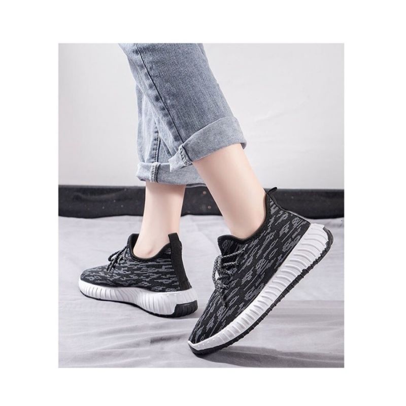 MKT  ,SEPATU WANITA IMPORT KOREA, SNEAKERS WANITA CASUAL SW14-Hitam Loreng