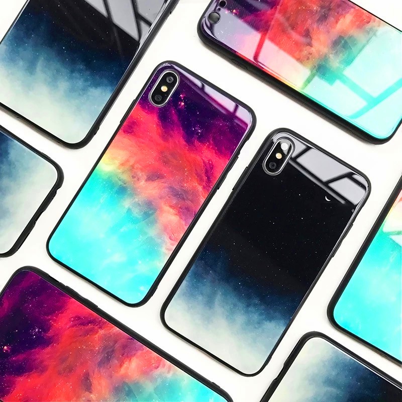 case iphone X iphone 6 XR XS MAX iphone 7 iphone 8 Tempered glass Night sky color iphone case