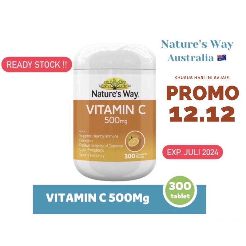 NATURES WAY Vitamin C 500 Mg 300 Tablet ORI Australia READY STOCK !!