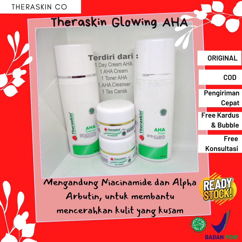 Theraskin Glowing AHA / Theraskin Paket Flek Glowing / Cream Theraskin Paket Flek BPOM Original / Th