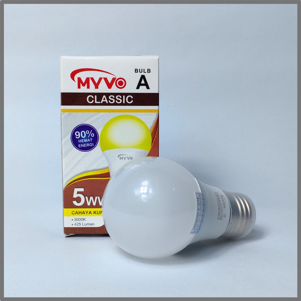 Myvo Lampu LED Bulb Classic 5 Watt - Cahaya Kuning (Warm White)