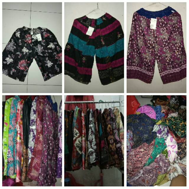 Celana pendek kulot batik