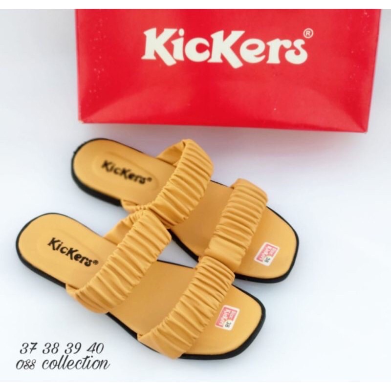 Sandal Selop Kulit Wanita Kickers Sendal Teplek Terbaru Kekinian