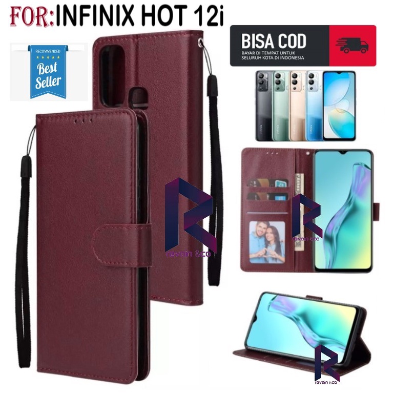 NEW INFINIX HOT 12i CASING DOMPET FLIP WALLET LEATHER KULIT PREMIUM SARUNG BUKA TUTUP FLIP CASE INFINIX HOT 12i TERBARU