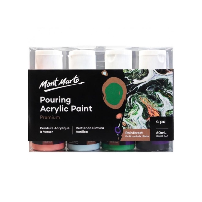 

NEW! MONT MARTE POURING ACRYLIC PAINT 60ML 4PC SET - RAINFOREST ALAT LUKIS AL1