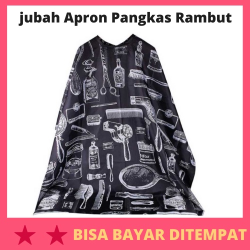 Jubah Apron Pangkas Potong Rambut Salon Barbershop Cape Kip Kep Pria Wanita Polos Hitam Jumbo Dewasa