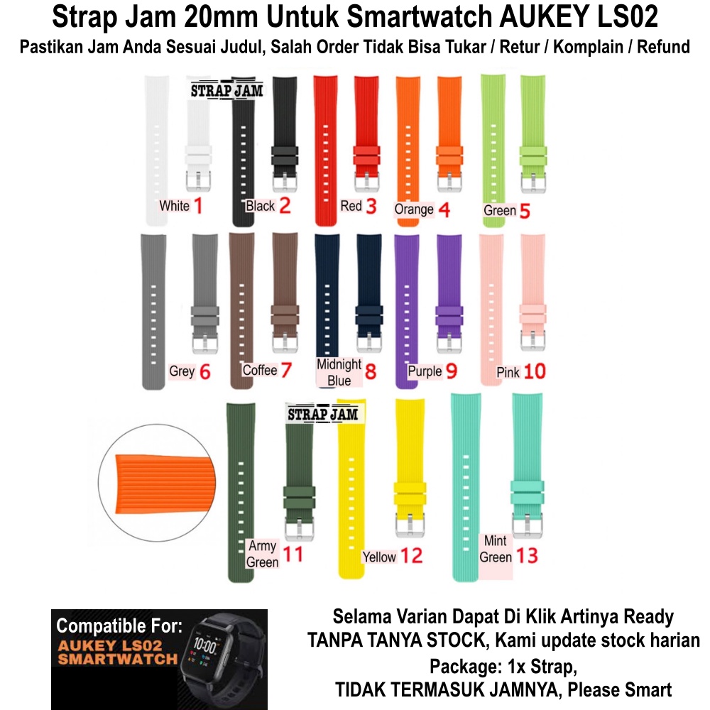 M42 Tali Jam Aukey LS02 LS-02 - Strap 20mm Rubber Silikon Bergaris Vertical