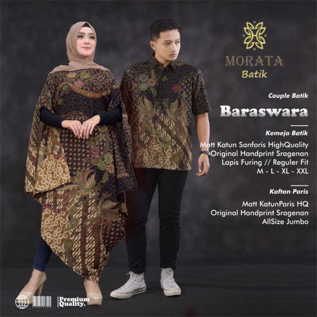 baraswara kemeja baju pakaian atasan gamis dres dress batik solo couple set pasangan kombinasi tunan