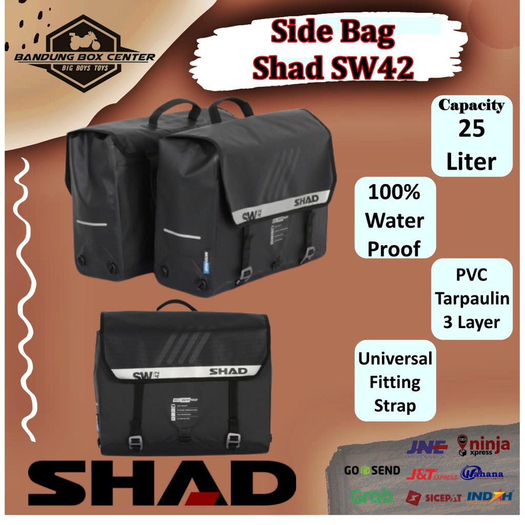 Saddle Bag Shad SW42 SideBag Side Bags Tas Samping Motor Shad SW 42 Tas Motor Tas Waterproof
