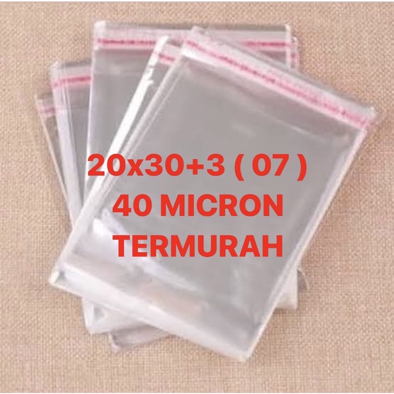 20x30 07 40 MICRON | 100 LEMBAR | PLASTIK OPP SEAL BAJU DISTRO