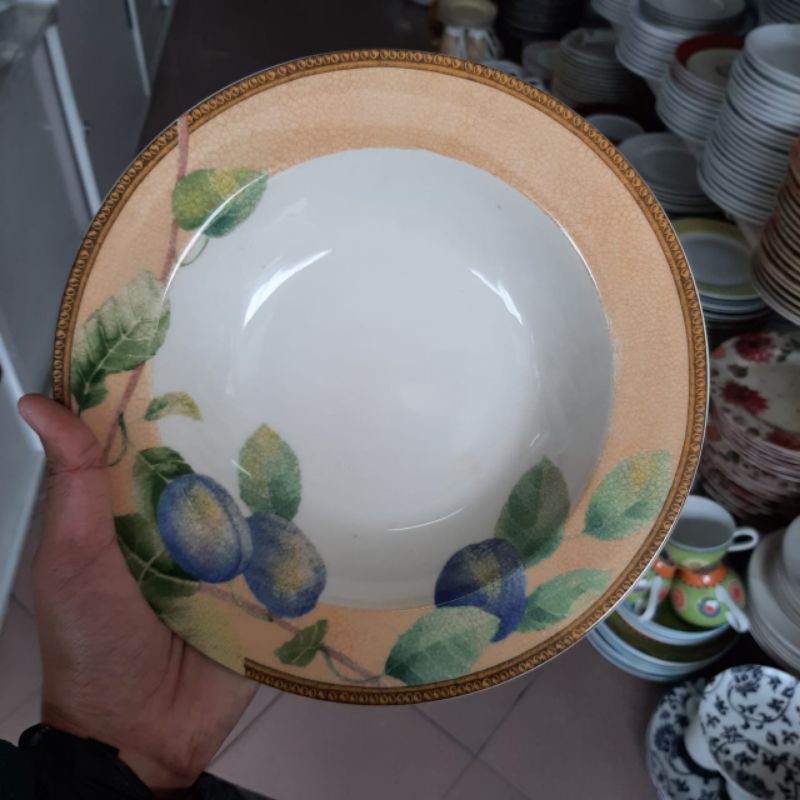 PEAR SOUP PLATE PIRING KERAMIK SANGO PIRING CEKUNG SAJI LAUK KUAH DEKOR CLASSIC JADUL VINTAGE