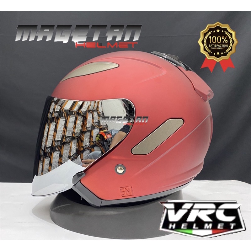 HELM CENTRO VRC SOLID/POLOS (paket ganteng spoiler kaca flat venom iridium)-Marun dof tnp spoile