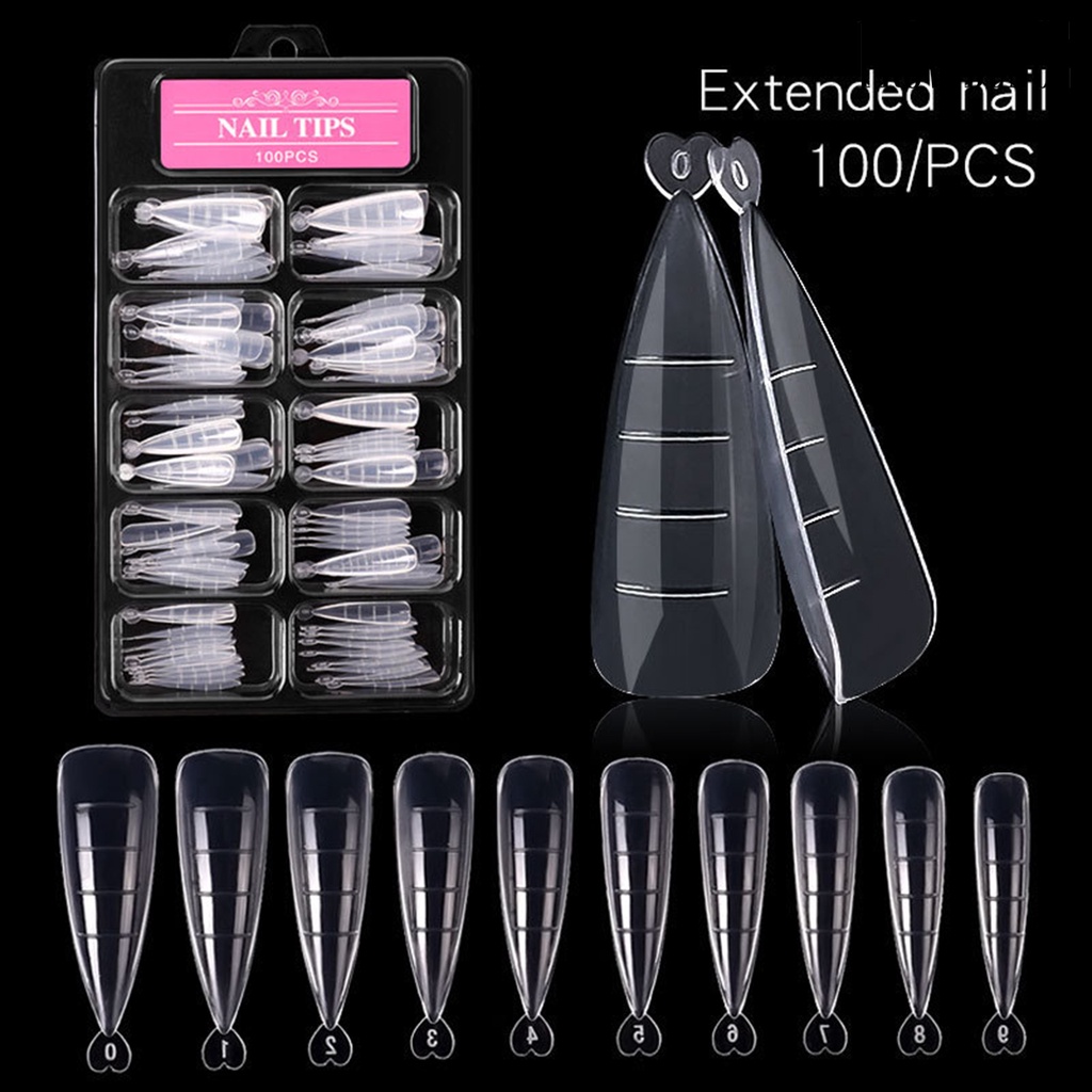 Providence 100Pcs / Set Kuku Palsu Extension Full Coverage Panjang Permukaan Halus