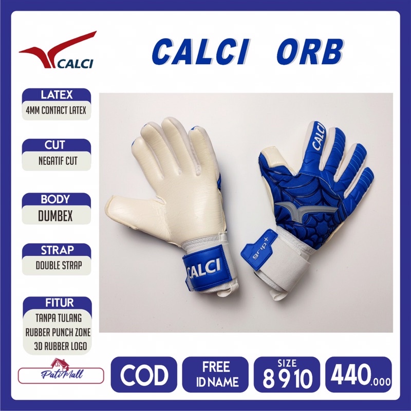 CALCI ORB SARUNG TANGAN KIPER ORIGINAL BIRU PUTIH