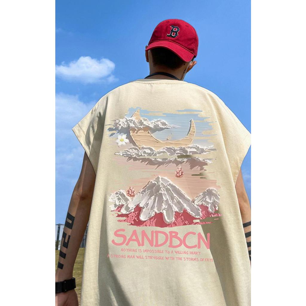 Kaos pria distro Sweetheart Tank Top Men's Summer Fashion Brand Trend American Ruffian Sleeveless T-