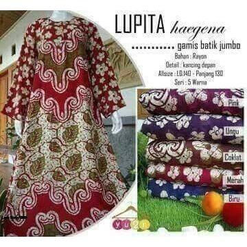 Daster Long Jumbo LD 135 Lengan Panjang Kancing Depan Motif Klasik Batik Pekalongan - Longdress Jumbo Lupita