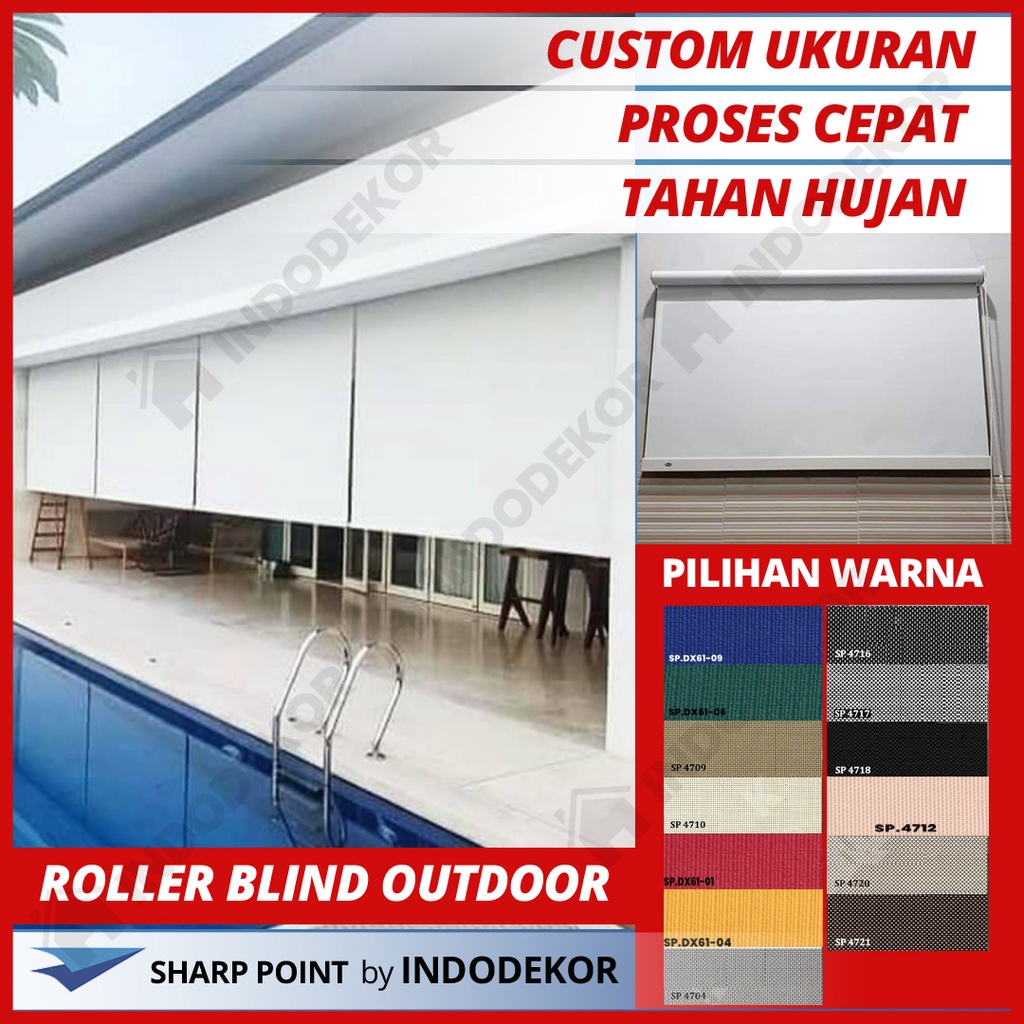 Jual Roller Blind Outdoor SUNTEX Solar Screen Tampias Tahan Air Hujan