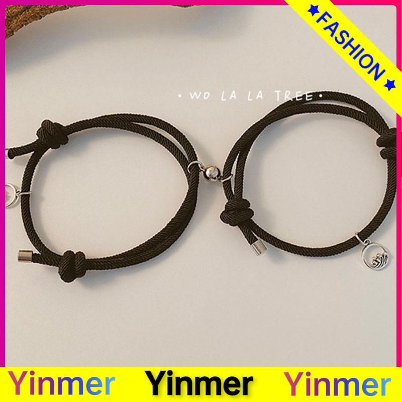 COD✨ 2 Pcs/Set Gelang Pasangan Yang Tersenyum Gelang Couple Tenunan Tangan Baru Aksesoris Perhiasan Fashion Korea-Yinmer
