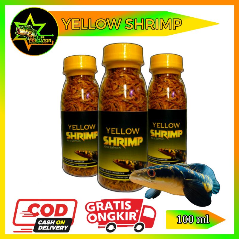 Udang Kering Pakan Ikan Kemasan Botol Yellow Blue Red