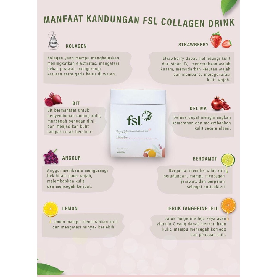 FSL Collagen Drink Minuman Kolagen Beauty Drink Mencerahkan Menutrisi Kulit
