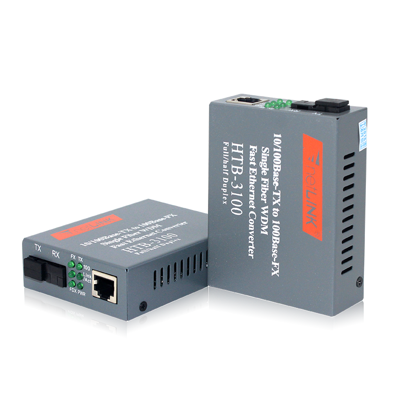 HTB3100 A+B Fiber Optic Optical Media Converter HTB-3100 Netlink 10/100Mbps RJ45 Single Mode 25KM HTB A HTB B