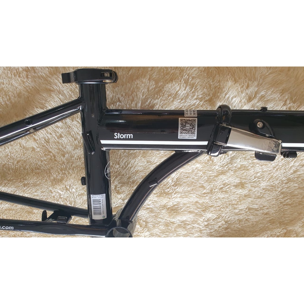 Frame Fork plus Handlepost Fnhon Storm V Brake 20 22 inch Warna HITAM PUTIH Chromlly